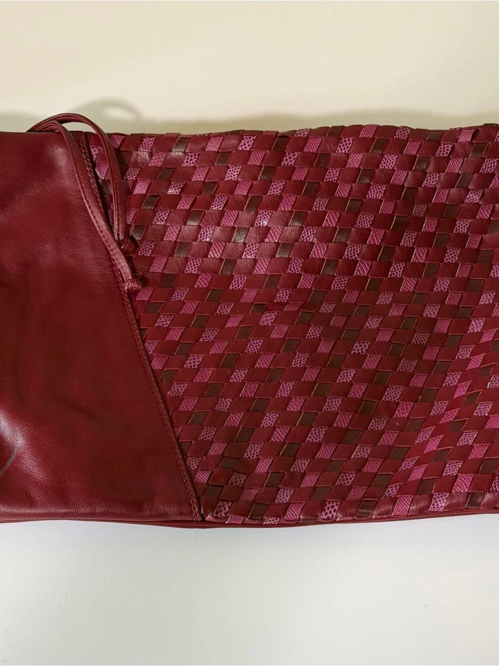 Vintage Woven Leather Oversized Clutch Wristlet